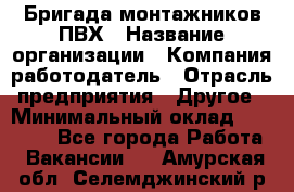 Бригада монтажников ПВХ › Название организации ­ Компания-работодатель › Отрасль предприятия ­ Другое › Минимальный оклад ­ 90 000 - Все города Работа » Вакансии   . Амурская обл.,Селемджинский р-н